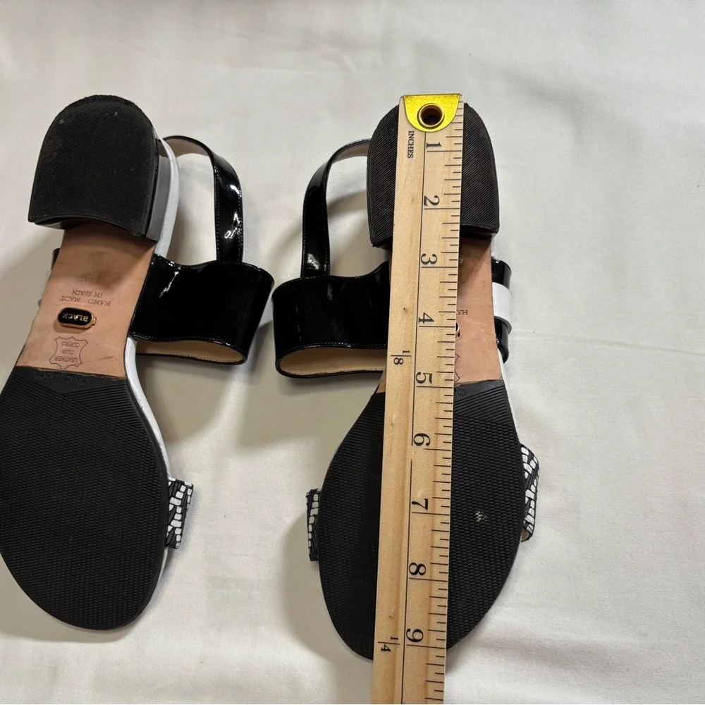 Sacha London Black and white Patterned Sandals,Hand Made in Spain,Size 38
